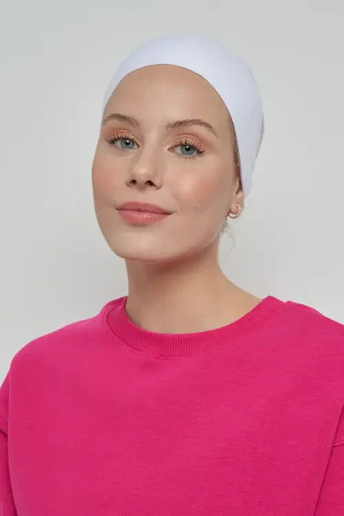 Dikişsiz Fileli Bone - Beyaz