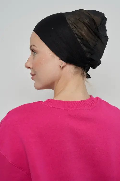 Dikişsiz Fileli Bone - Siyah