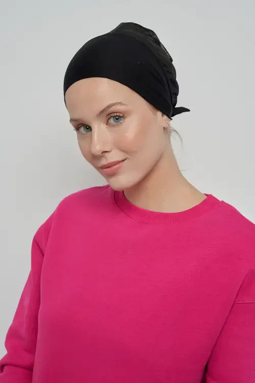 Dikişsiz Fileli Bone - Siyah