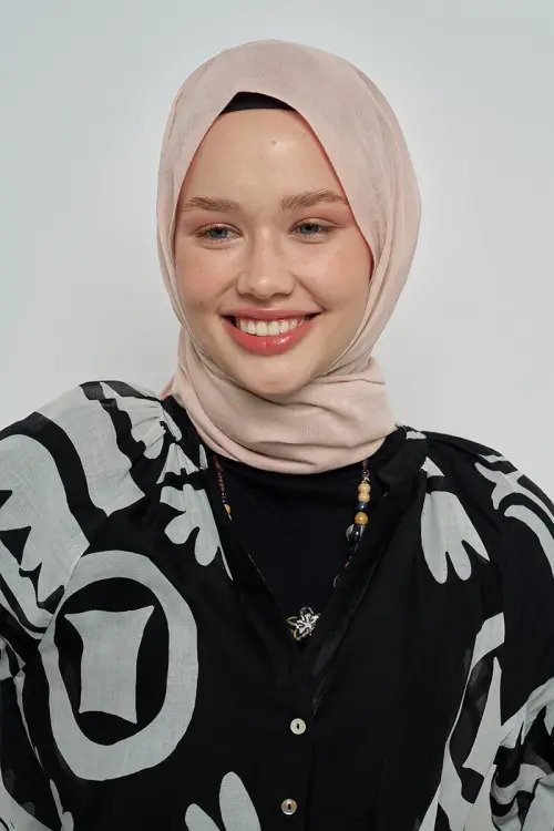 Pamuklu Şal Yaprak Desen - Ekru