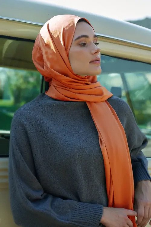 İpeksi Jakar Şal Papatya Desen - Turuncu