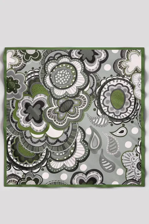 Desenli Modal Eşarp Mahal - Yeşil