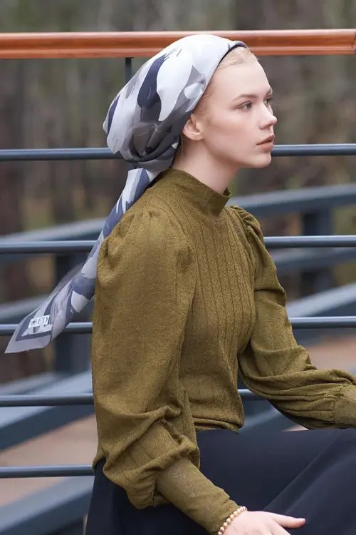 Freya Pattern Modal Scarf - Smoke Grey