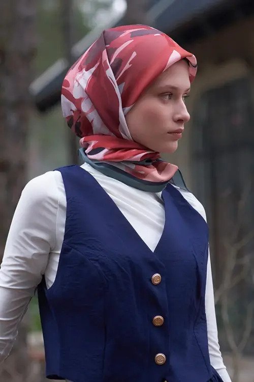 Freya Pattern Modal Scarf - Ruby