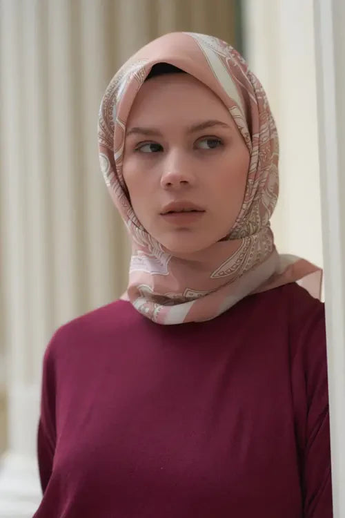 Motif Desen Modal Eşarp - Bej