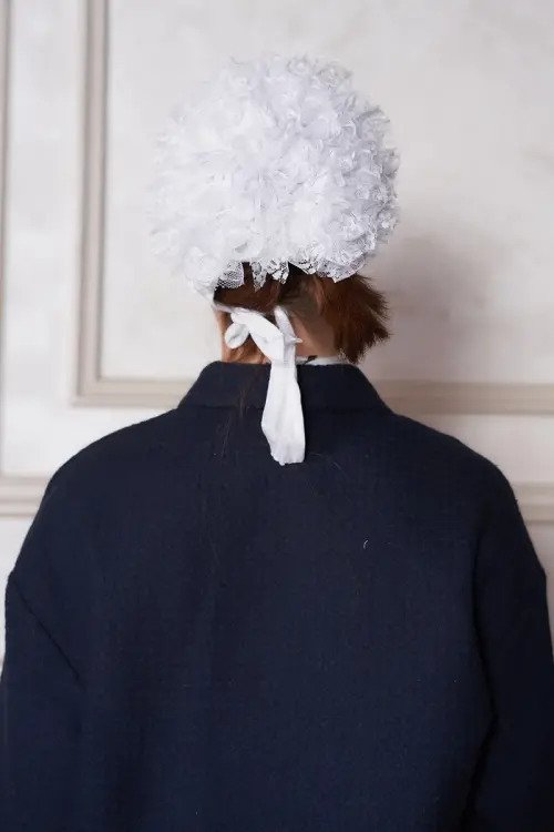 Practical Bun-Style Ruffled Cotton Hijab Bonnet - White