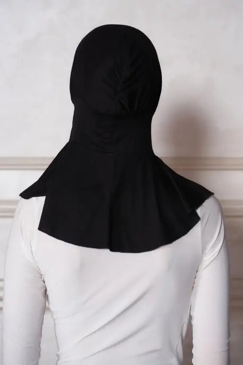 Spor Hijab Pratik Hazır Geçmeli Bone - Siyah