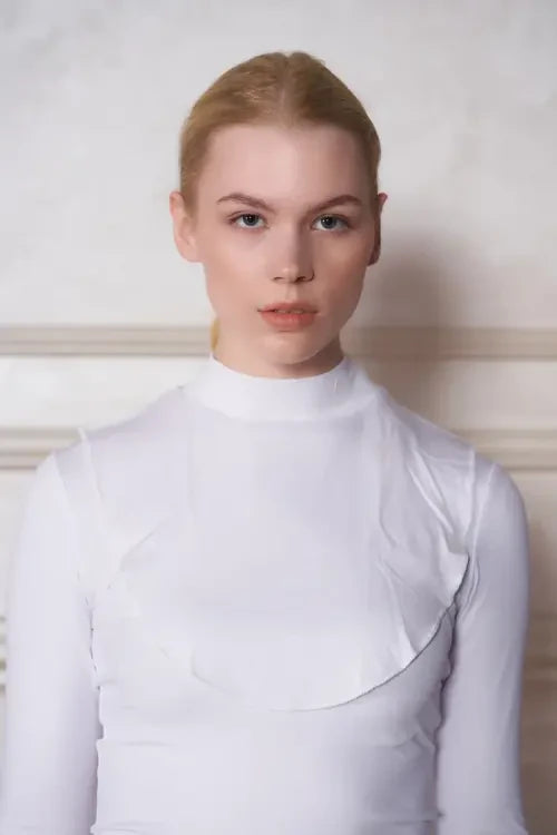 Plain Turtleneck Viscose Hijab Neckpiece - White