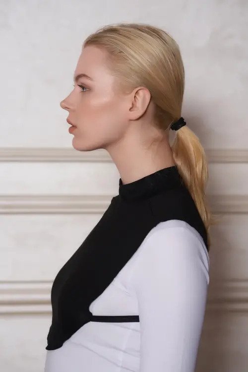 Plain Turtleneck Viscose Hijab Neckpiece - Black