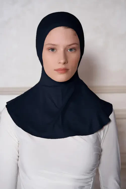 Sports Hijab Practice Ready-to-Use Slip-on Bonnet - Navy Blue