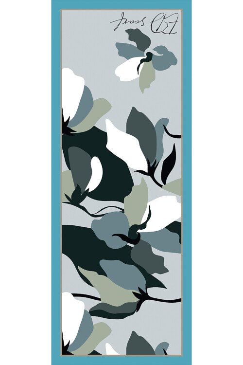 Curated Abstract Şal - Mavili Gri