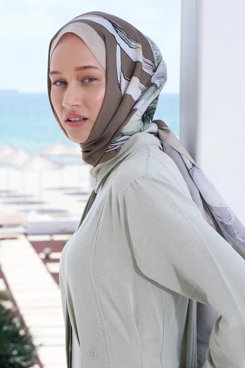 Curated Lilium Şal - Kahverengi