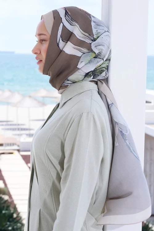 Curated Lilium Şal - Kahverengi