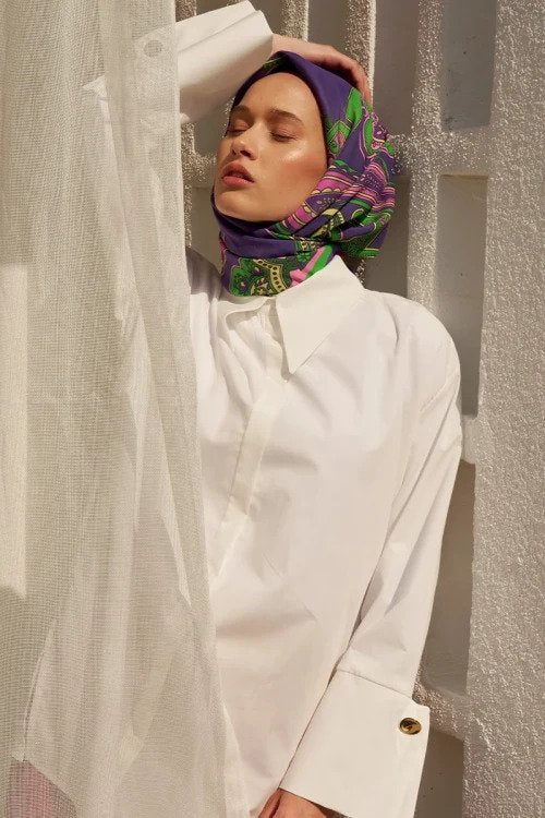 Motif Desen Modal Eşarp - Mor