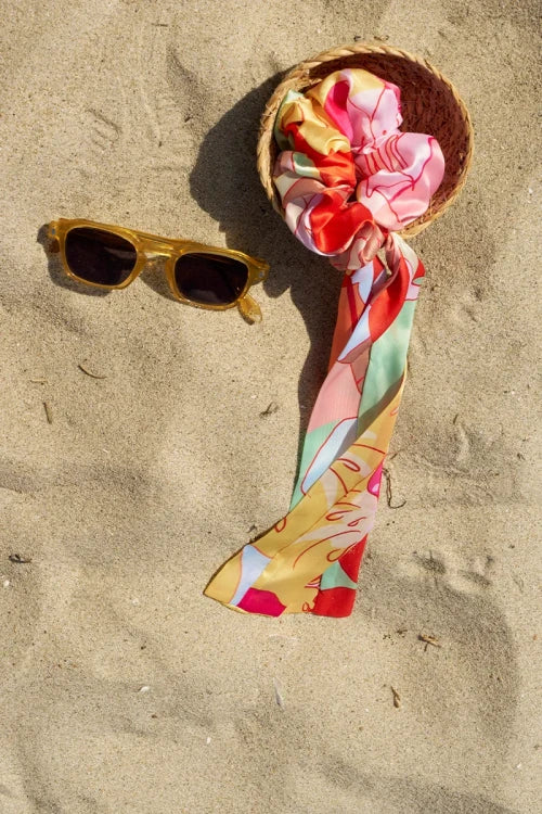 Scarf Detail Patterned Hair Clip - Pink