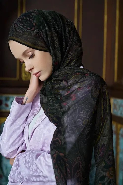 Yün İpek Seraph Şal - Koyu Yeşil