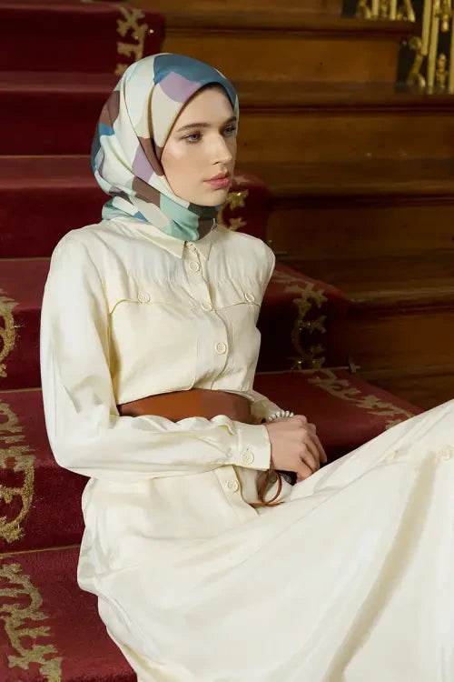 Desenli Modal Eşarp Soyut - Yeşil