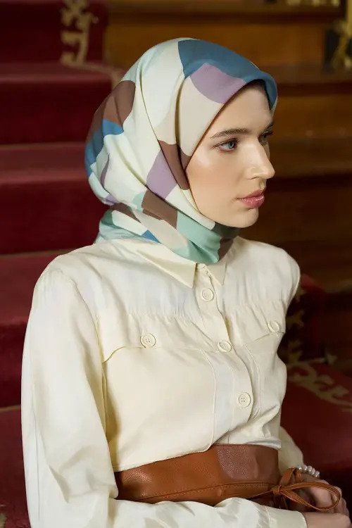 Desenli Modal Eşarp Soyut - Yeşil