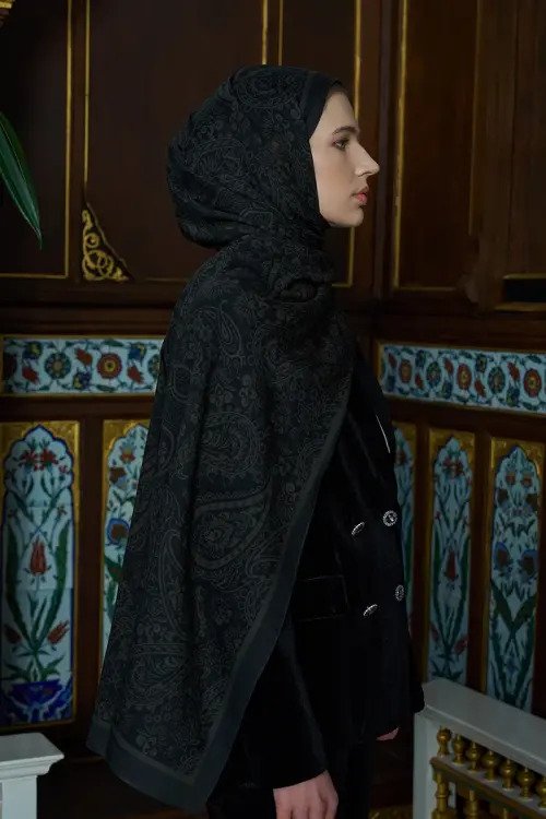 Pamuk İpek Floş Fiare Şal - Yeşil