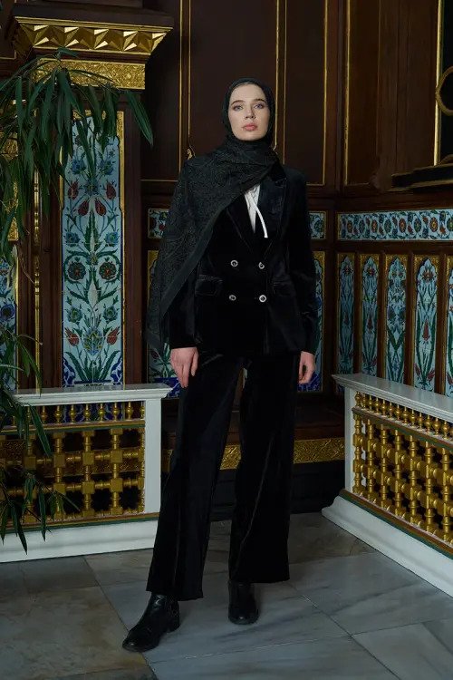 Pamuk İpek Floş Fiare Şal - Yeşil