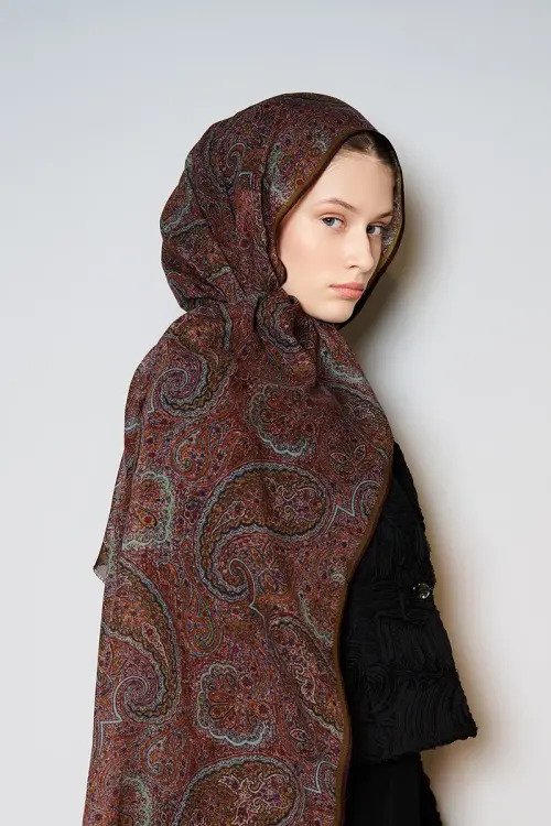 Yün İpek Shade Şal - Mocha