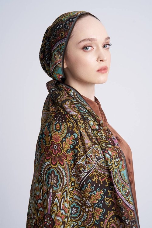 Yün İpek Celia Şal - Kahve