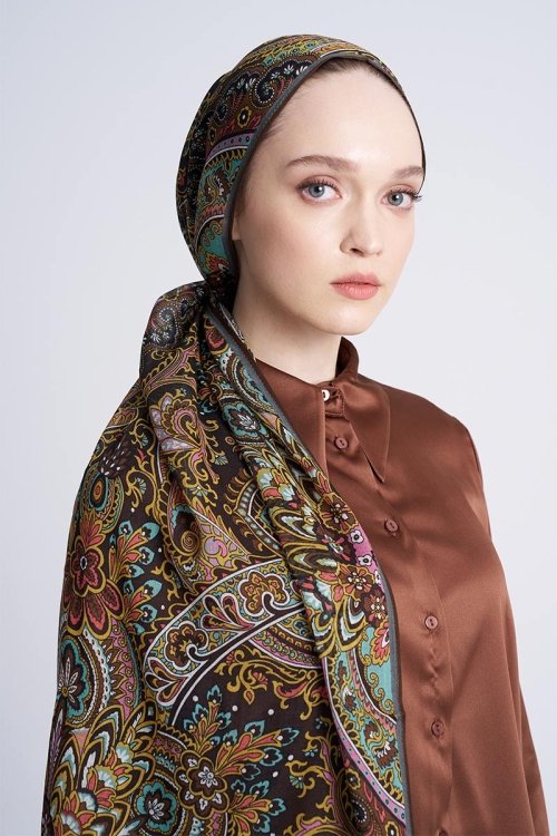 Yün İpek Celia Şal - Kahve