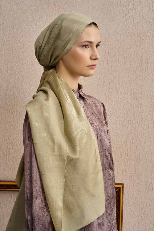 Double-Sided Logo Pattern Shawl - Green