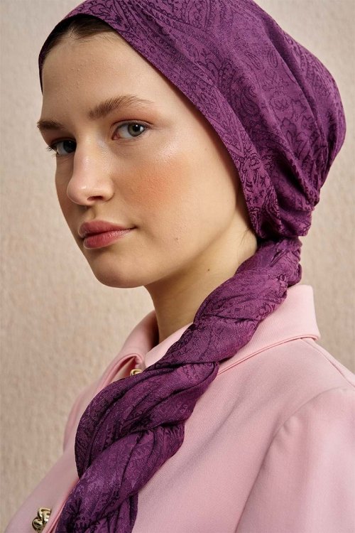 Double-Sided Ethnic Pattern Shawl - Purple