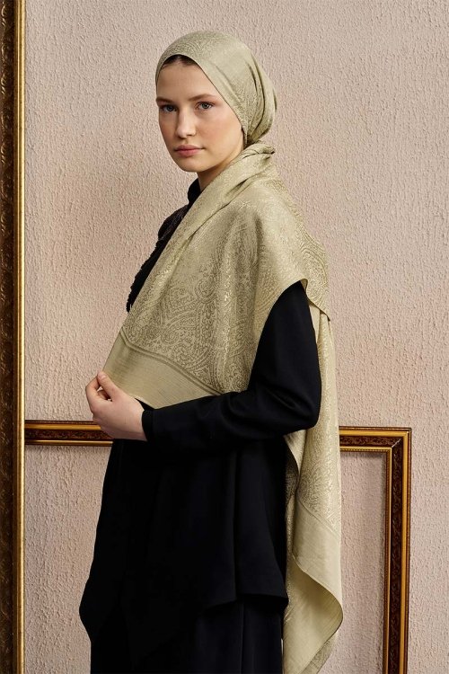 Double-Sided Ethnic Pattern Shawl - Green