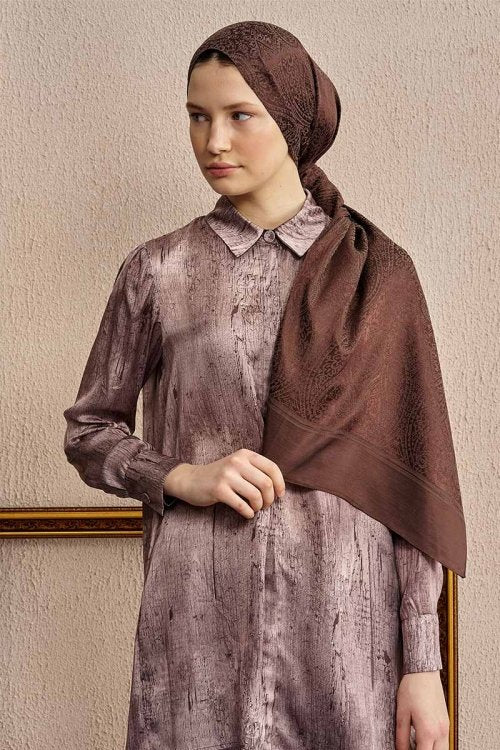 Double-Sided Ethnic Pattern Shawl - Brown
