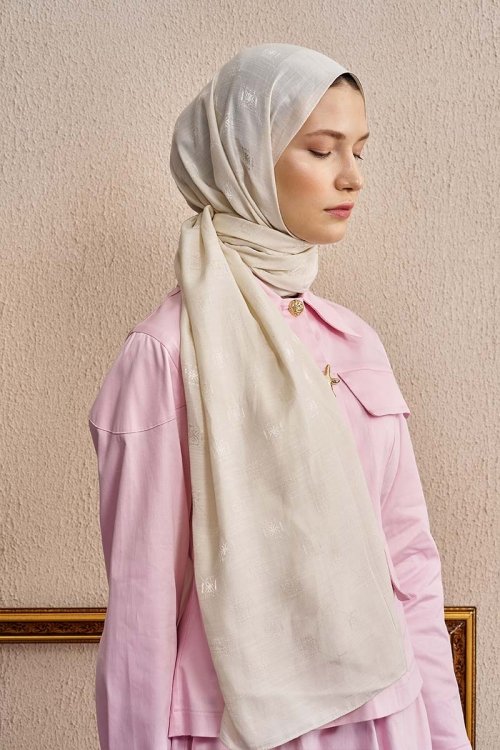 Double-Sided Logo Pattern Shawl - Off-White