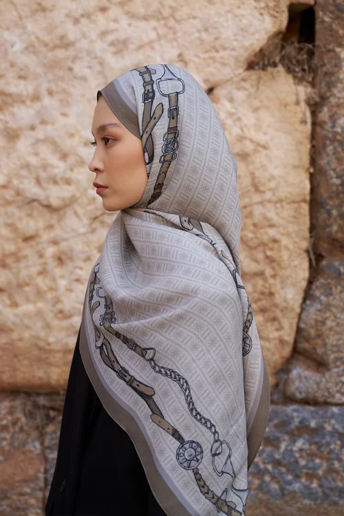 Sunrise Belt Pattern Shawl - Mink