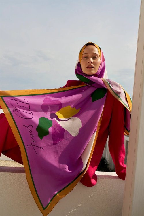 Curated Abstract Şal - Pembe