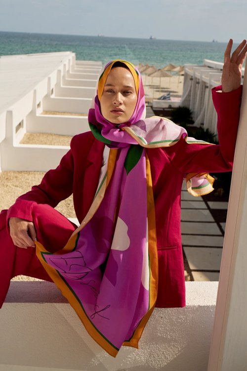 Curated Abstract Shawl - Pink