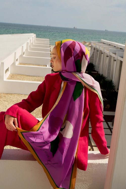 Curated Abstract Shawl - Pink