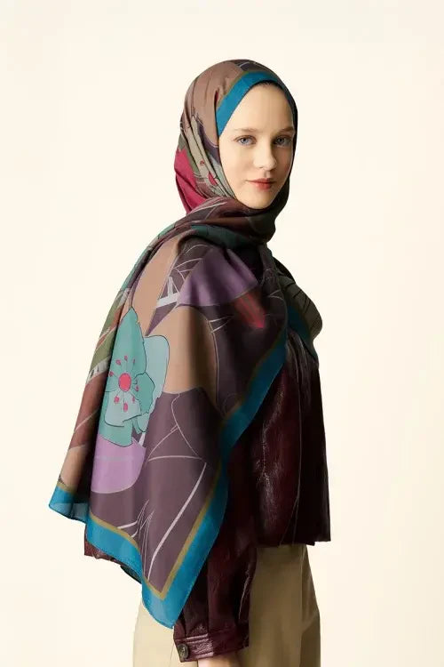 Marigold Floss Viscose Shawl - Petrol