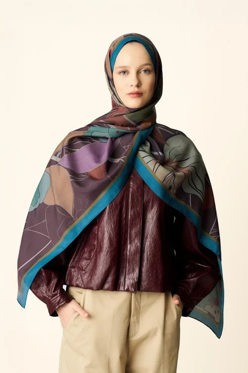 Marigold Floss Viscose Shawl - Petrol