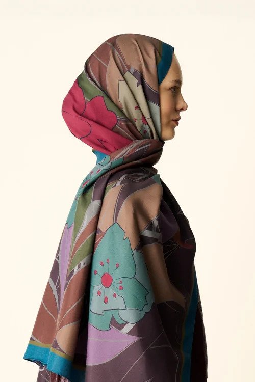 Marigold Floss Viscose Shawl - Petrol