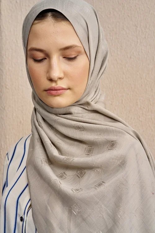 Double-Sided Logo Pattern Shawl - Mink