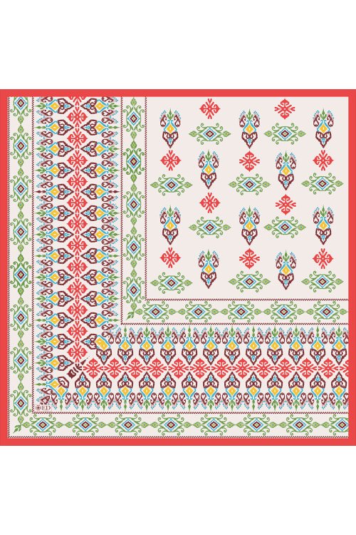 İpek Dokulu Patchwork Desen Eşarp