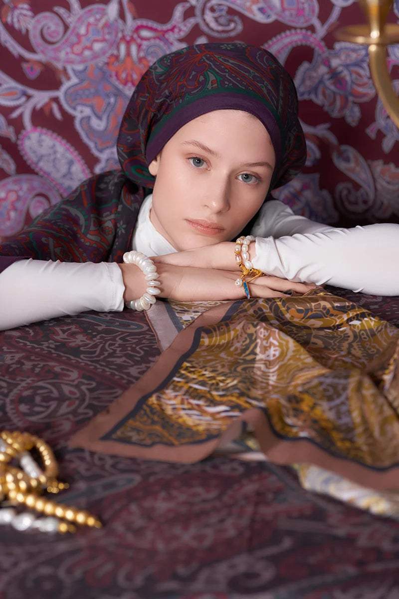 Heritage Visal Şal - Mürdüm