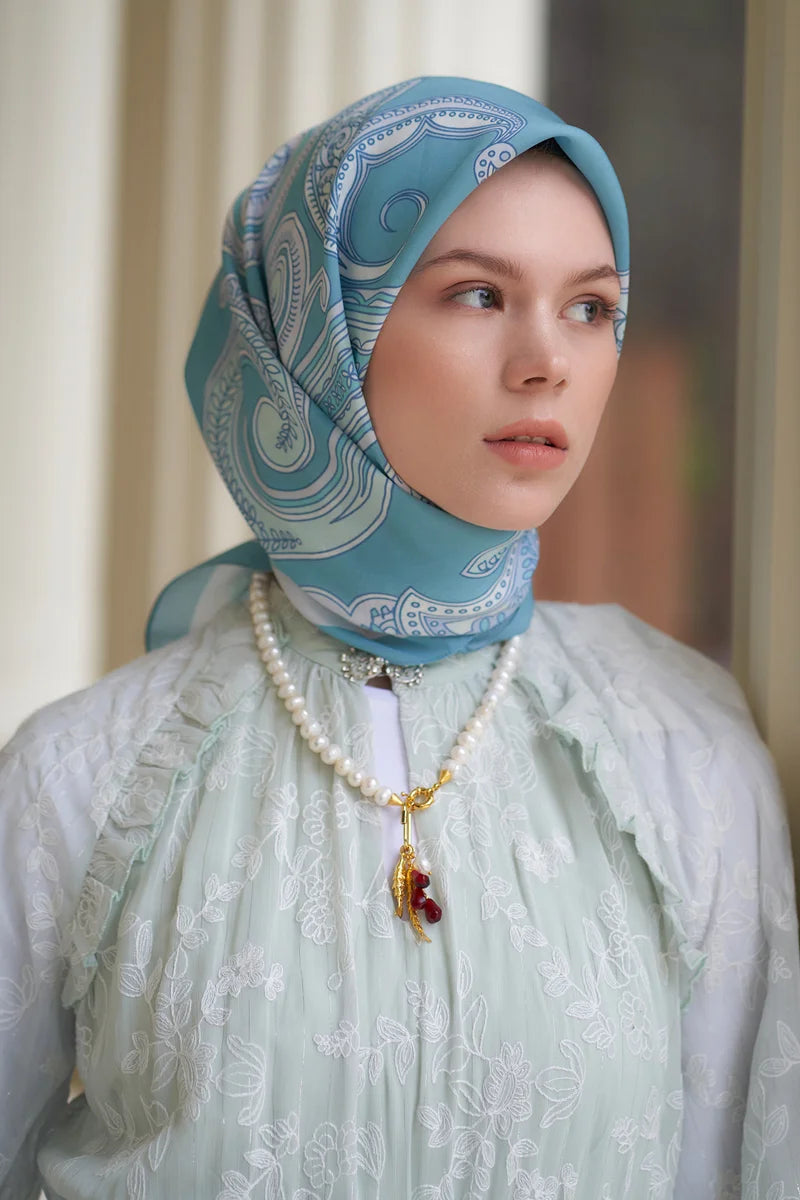 Motif Desen Modal Eşarp - Mavi