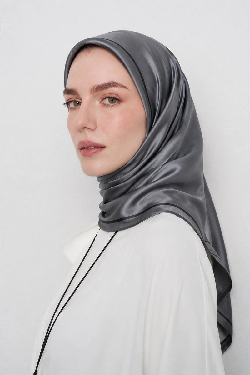 Twill İpek Eşarp - Gri