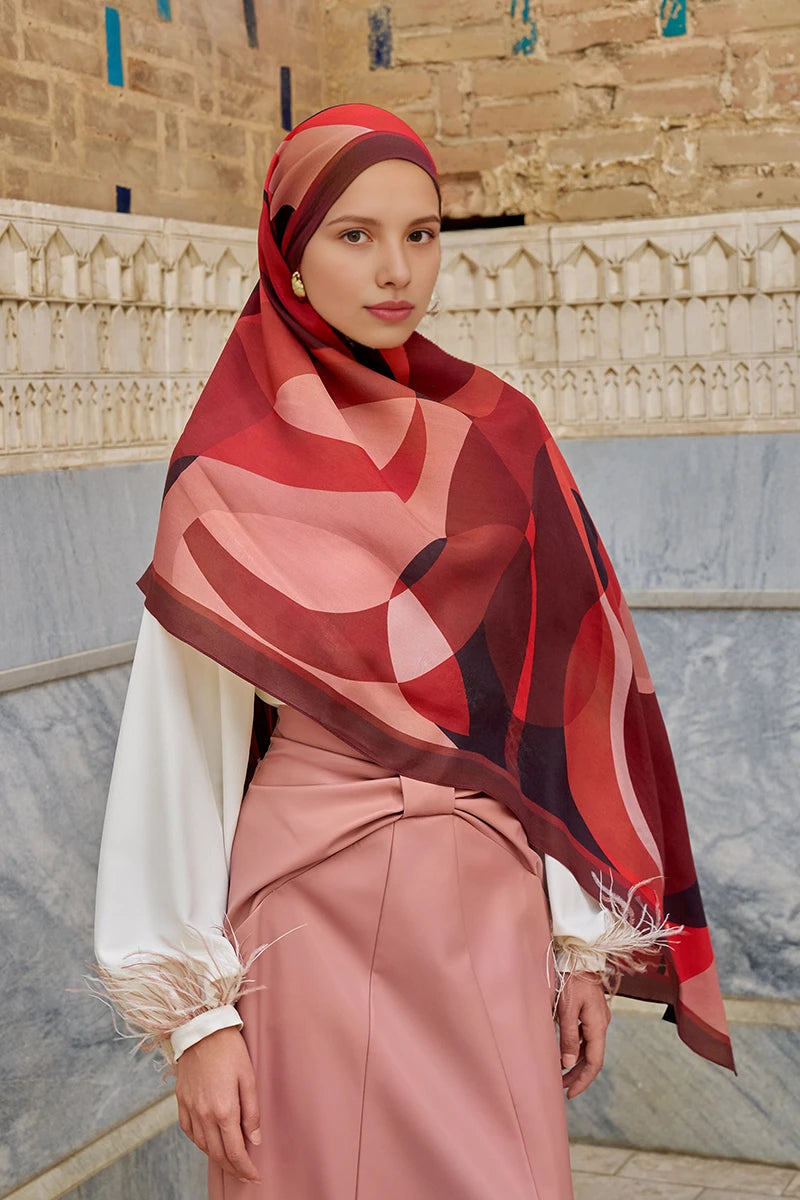 Ashen Floss Viscose Shawl - Burgundy