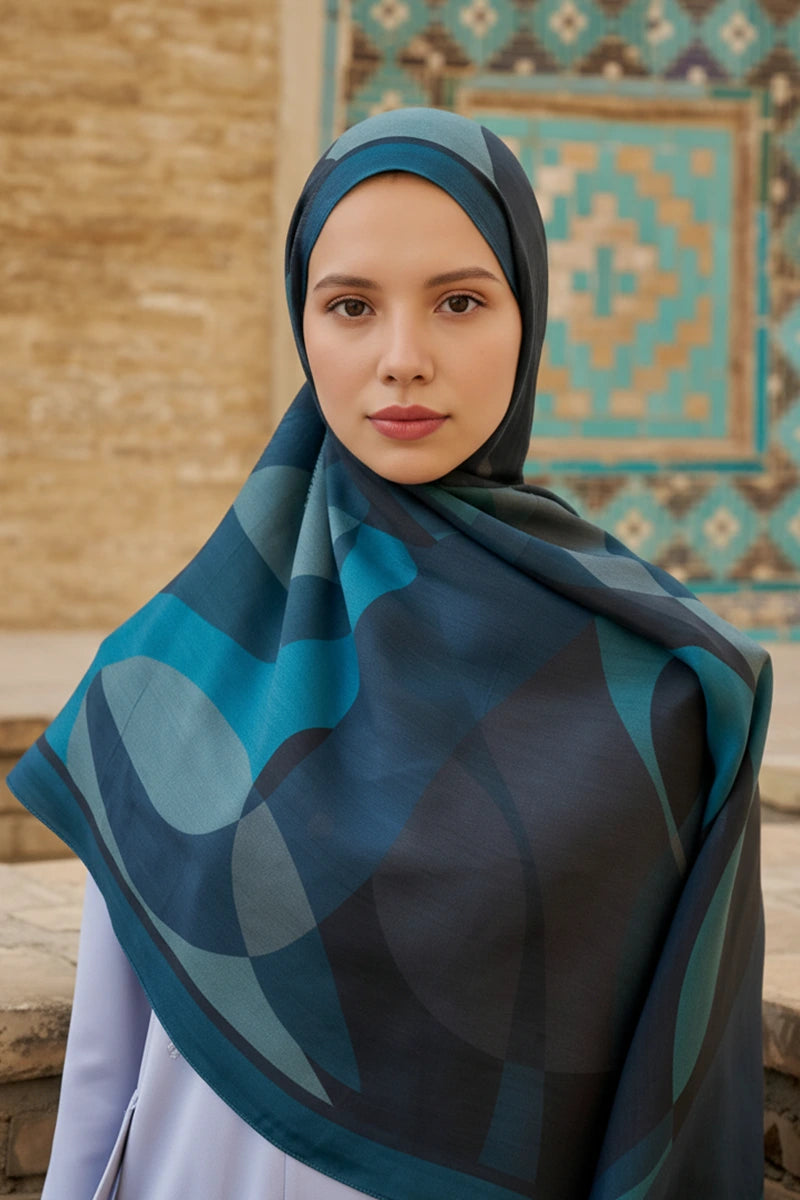 Ashen Floss Viscose Shawl - Petrol