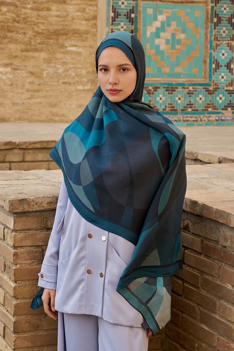 Ashen Floş Viskon Şal - Petrol