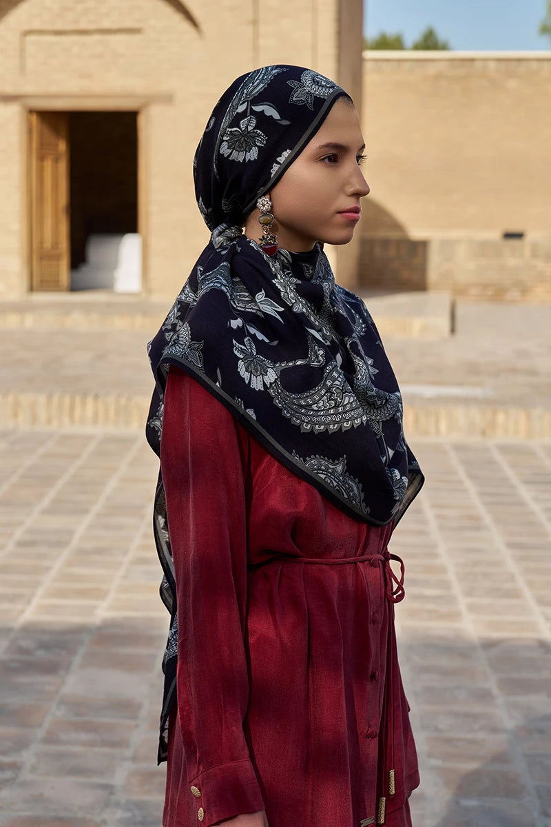 Bade Yün İpek Şal - Siyah