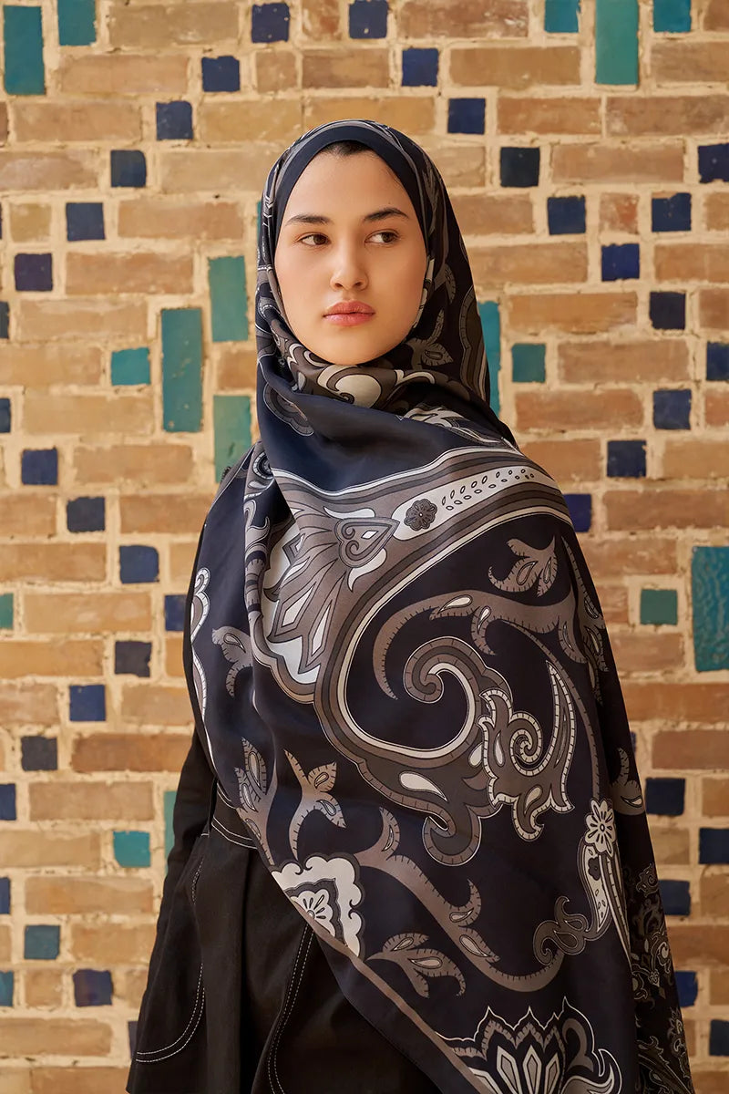 Bramble Floş Viskon Şal - Siyah