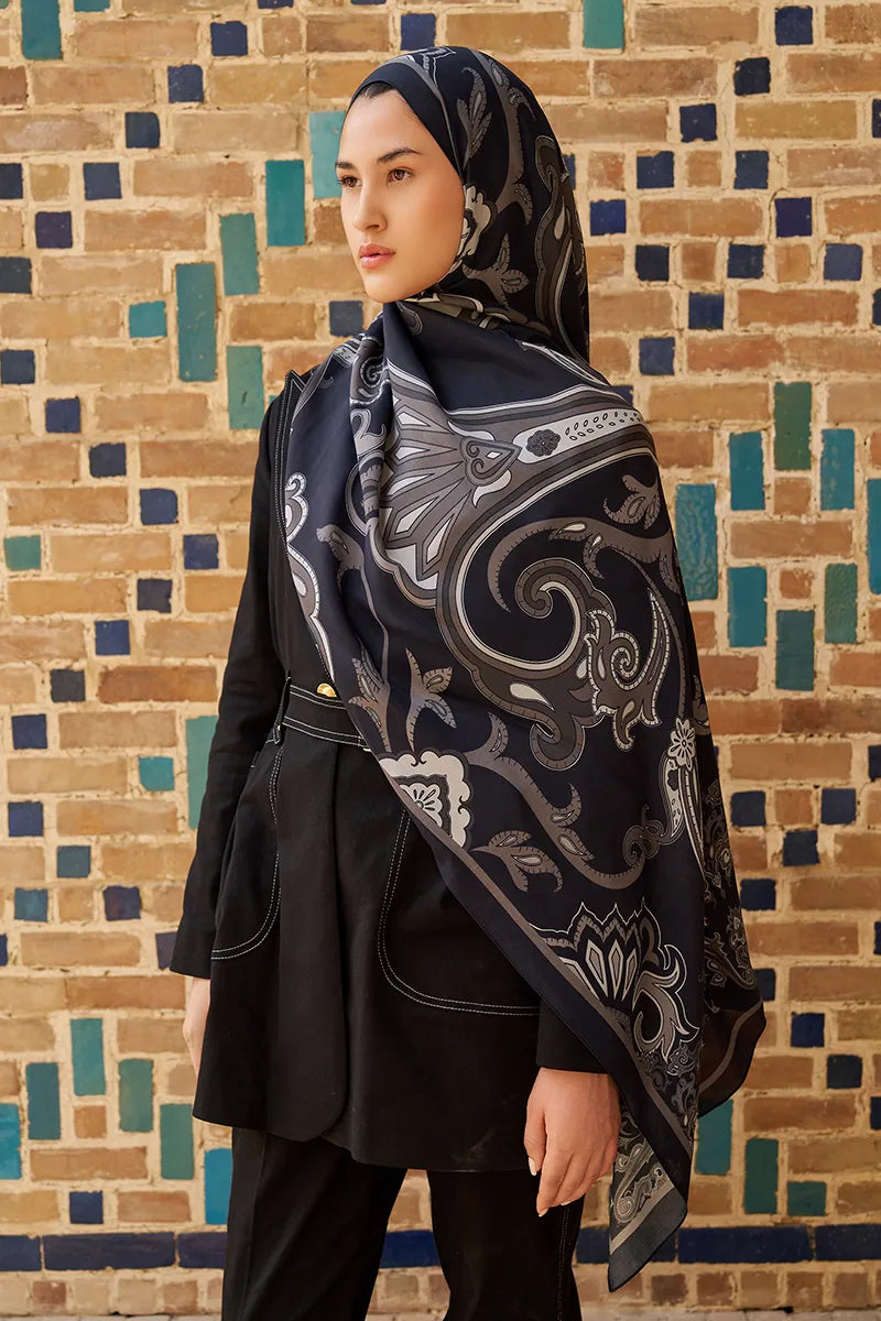 Bramble Floş Viskon Şal - Siyah